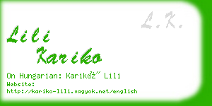 lili kariko business card